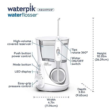 Waterpik Aquarius Water Flosser Professional For Teeth, Gums, Braces, Dental Care, Electric Power With 10 Settings