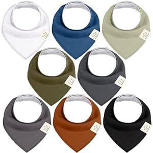 KeaBabies 8-Pack Organic Baby Bandana Drool Bibs - Stylish Unisex Bandana Bibs, Super Absorbent Bandana Drool Bibs, Gentle Teething Bibs for Infants, Organic Cotton Baby Bib (Basics)