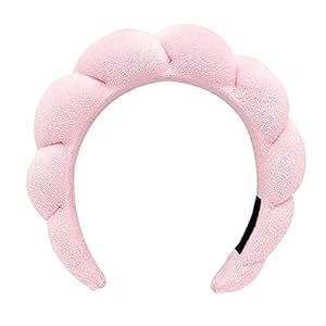 Yiwafu Spa Sponge Headband for Washing Face, Skincare Headbands for Makeup Removal, Shower, Hair Accessories, Terry Cloth Headbands for Women(Pink)