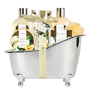 Gifts for Women - Spa Luxetique Spa Gift Baskets for Women, 8 Pcs Vanilla Bath Sets for Women Gift, Bubble Bath for Women, Vanilla Spa Kit Womens Gifts, Easter Gifts for Women