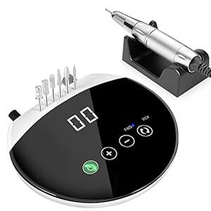 ENGERWALL Electric Nail Drill 35000 RPM, Professional Low Noise Low Vibration Low Heat Electric Nail Files with Touch Buttons, Nail Drill for Acrylic Nails and Gel Nails, for Salon and DIY Use