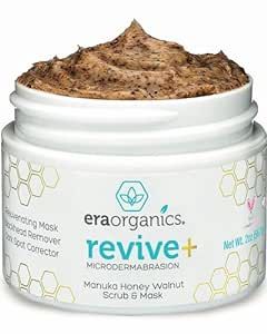 Era Organics Microdermabrasion Facial Scrub & Face Exfoliator - Spa Quality Exfoliating Mask with Manuka Honey Walnut Moisturizing Exfoliant for Dry Skin, Blackheads Wrinkles (2 oz)