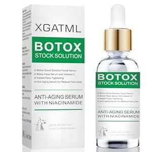 Botox Face Serum, Botox Stock Solution Facial Serum with Vitamin C & E, Instant Face Lift & Anti Aging Serum, Boost Skin Collagen, Reduce Fine Lines, Wrinkles, Plump Skin