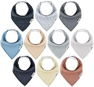 10-Pack Baby Bandana Drool Bibs - Baby Bibs for Boys, Girls, Unisex Soft Cotton Teething Bandana Bibs