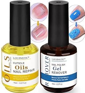 LOUINSTIC Gel Nail Polish Remover with Cuticle Oil for Nails, Gel Remover Quick Remove Gel Nail Polish within 3-5 mins, Nail Polish Gel Remover removedor de esmalte gel