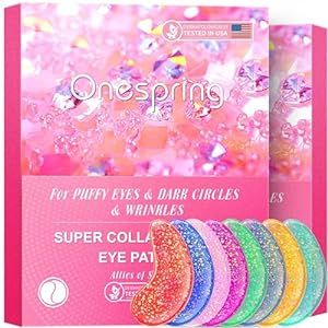 Onespring Under Eye Patches (24 Pairs) - Upgrade Eye Gel Pads for Wrinkles, Puffy Eyes, Dark Circles, Eye Bags, Natural Collagen Eye Gels Pads, Under Eye Mask Patches for Refreshing, Revitalizing