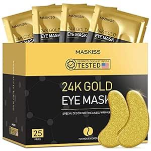 Maskiss 24k Gold Under Eye Patches (25 Pairs), eye mask, Collagen Skin Care Products, Eye Patches for Puffy Eyes, eye masks for dark circles and puffiness