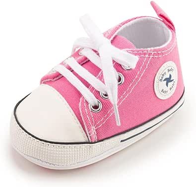 Baby Boys Girls Star High Top Sneaker Soft Anti-Slip Sole Newborn Infant First Walkers Canvas Denim Shoes