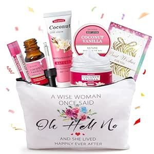 Gifts for Women,Birthday Gifts Friendship Gifts for Women,Travel Size Convenience Kits,Coconut Vanilla Spa Gifts for Her Mom Sister Friends,Unique Gift Set Ideas for Women