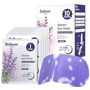 BeHoomi Steam Eye Mask, 10 Packs Lavender Heated Eye Mask, Self Heating Disposable SPA Warm Compress for Eyes Sleep Mask, Soothing Moist Heat Eye Masks, Stocking Stuffers