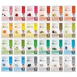 DERMAL 24 Combo Pack A Collagen Essence Korean Face Mask - Hydrating & Soothing Facial Mask with Panthenol - Hypoallergenic Self Care Sheet Mask for All Skin Types - Natural Home Spa Treatment Mask