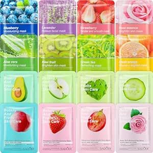 Dimsile 16 Pcs Combo Essence Face Masks Skincare Hydraiting Facial Mask Moisturizing Self Care Sheet Mask for Women Girls Home Spa Skin Care (Assorted Styles)