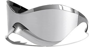 FEISEDY Oversized Shield Futuristic Sunglasses for Women Men Alien Fashion Y2K Wrap Around Visor Sun Glasses Shades B9101