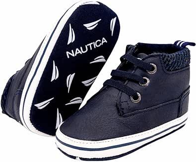 Nautica Baby Boys Girls Boat Crib Shoes Soft Anti-Slip Sole Newborn First Walkers Infants Shoes Soft and Durable Lightweight, Comfortable & Easy to Wear Shoes for Babies