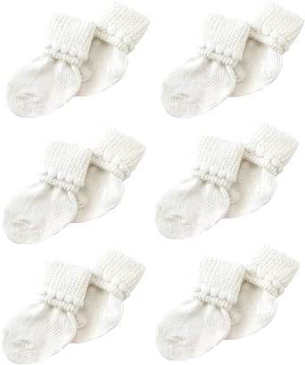 Newborn Baby Boy & Girl Socks Includes 6 Pairs of Cotton Socks