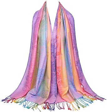 Neelamvar Colorful flowers Jacquard cotton pashmina Women Wrap Shawl tassels Scarves