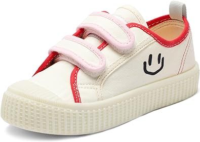 Toddler Shoes for Boys & Girls, Canvas Velcro Sneakers with Candy-Colored Sole