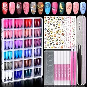 720PCS Press On Nails Almond, TsMADDTs 24 Colors Short Almond Fake Nails Press on Nails Medium Length with Nail Glues, Nail Tabs, Stickers & Tweezer for Nail Art DIY