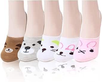 Girls No Show Socks 10-12 years old Kids Low Cut Socks Non-Slip Animals Cute Socks for Teen Girls