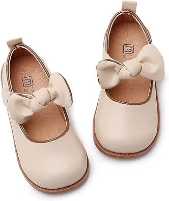 SOFMUO Toddler Girl Mary Jane Shoes Bowknot Ballet Flats for Little Girls Party School Wedding Uniform Princess Dress Shoes