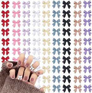 9 Colors 3D Bow Nail Art Decorations, 100PCS Colorful Bowknot Nail Accessories 3D Bows Nail Charms for Acrylic Resin Flatback Nail Art Design