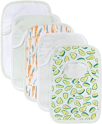 Burt's Bees Baby Bibs, Lap-Shoulder Drool Cloths, 100% Organic Cotton with Absorbent Terry Towel Backing