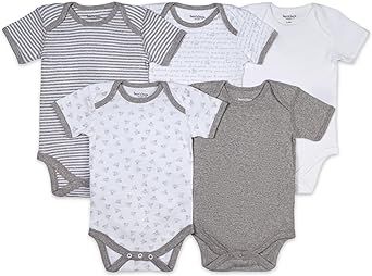 Burt's Bees Baby Unisex Baby Bodysuits, 5-pack Short & Long Sleeve One-pieces, 100% Organic Cotton Bodysuit