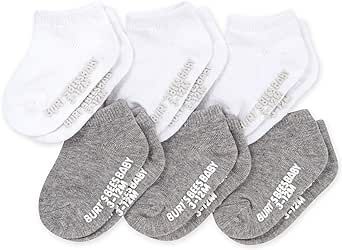 Burt's Bees Baby Baby Socks, 6-Pack Ankle Or Crew with Non-Slip Grips, Made with Organic Cotton