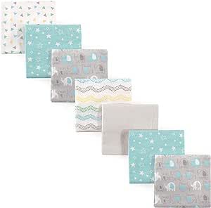 Luvable Friends Unisex Baby Cotton Flannel Receiving Blankets, Basic Elephant 7-Pack, One Size