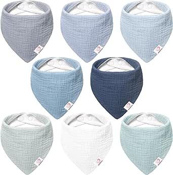 Muslin Baby Bibs 8 Pack 100% Cotton Baby Bandana Drool Bibs for Unisex Baby Girls Boys Drooling and Teething