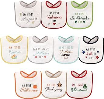 Hudson Baby Unisex Baby Cotton Terry Drooler Bibs With Fiber Filling