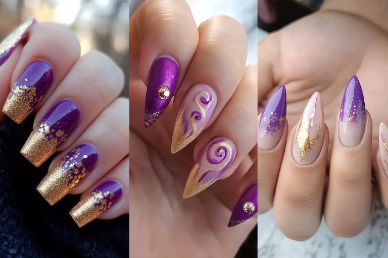 24 Stunning Purple and Gold Nails Designs: Luxe Ideas You’ll Want to Copy Now