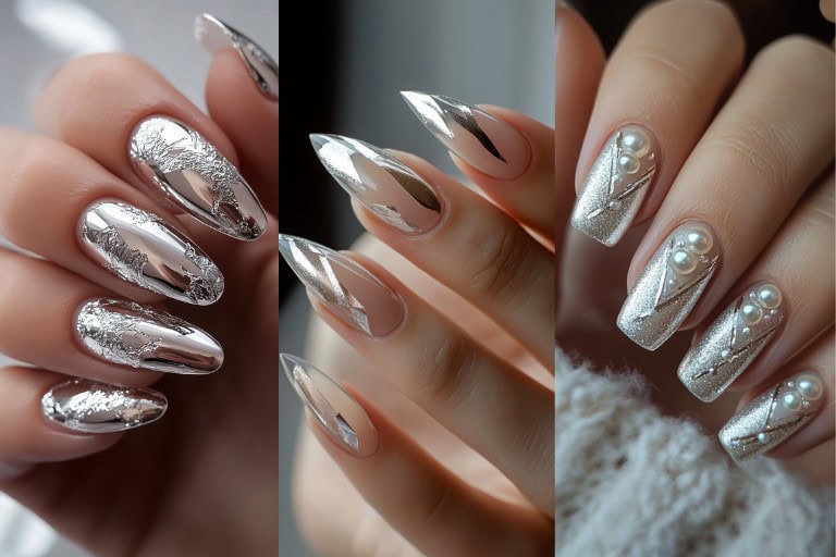 24 Captivating Silver Wedding Nail Designs for a Glamorous Bridal Touch